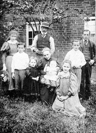 Haggs Farm, and the Chambers family outside, in 1899
