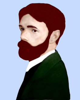 A digitally colored image from an old photograph of D.H. Lawrence